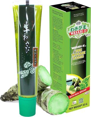 Wasabi-O Premium Wasabi Paste - Real Genuine Wasabi Paste for Sushi, Sashimi, Poke, &amp; More - Vegan, Vegetarian, Halal - 1.52oz (43 g) Tube - Sushi Ingredients &amp; Sushi Sauces