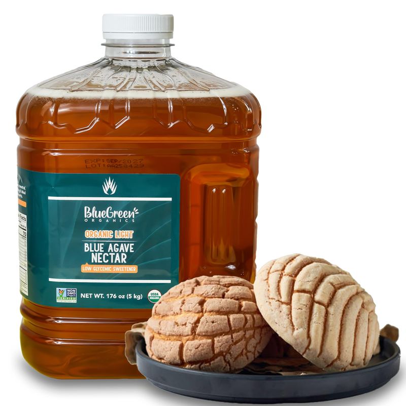 BLUE GREEN ORGANICS, Agave syrup, Agave gallon, Agave, Gluten Free, Organic, Sweetener, teas, coffees, pancakes or any baked good, Family-friendly, Sugar substitute, Light, 176 Oz