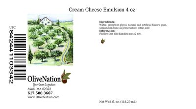 OliveNation Cream Cheese Emulsion, Water Soluble Baking Flavor for Cakes, Cookies, Fillings, Frosting, Beverages, Gluten Free - 4 ounces