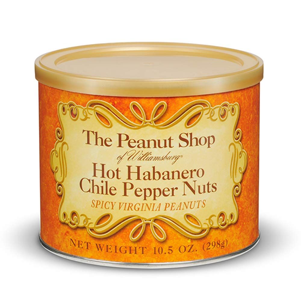 The Peanut Shop of Williamsburg Hot Habanero Chile Pepper Nuts, 10.5-Ounce Tin