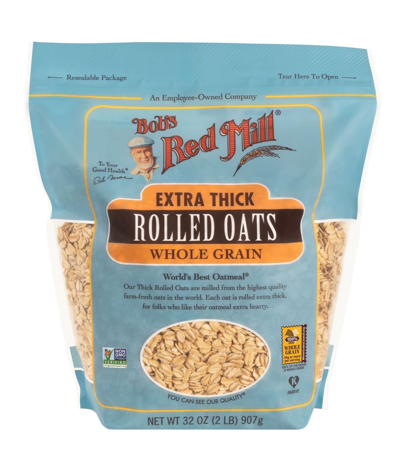 Bob&#39;s Red Mill Extra Thick Rolled Oats, 32 oz (Pack of 1) - Non GMO, Whole Grain, Vegan, Kosher