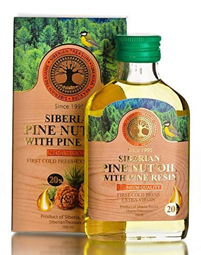 Siberian Pine Nut Oil Enriched with Pine Resin - 20%, Premium Quality, Extra Virgin, First Cold Press, 100 ml - 3.4 Fl Oz