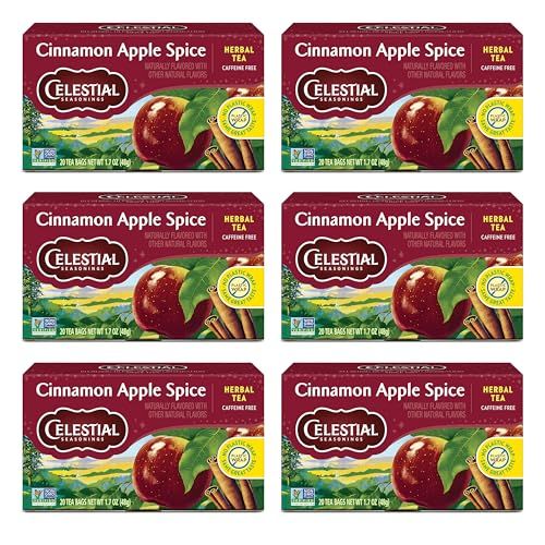 Celestial Seasonings Cinnamon Apple Spice Herbal Tea, Caffeine Free, 20 Tea Bags Box (Pack of 6)