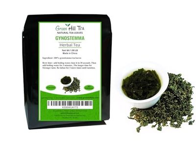 Green Hill Tea Jiaogulan Loose Leaf Tea - Caffeine-Free Ginseng Variety - Pure Gynostemma Herbal Tea - Non GMO (Gynostemma Loose Tea 1 LB)