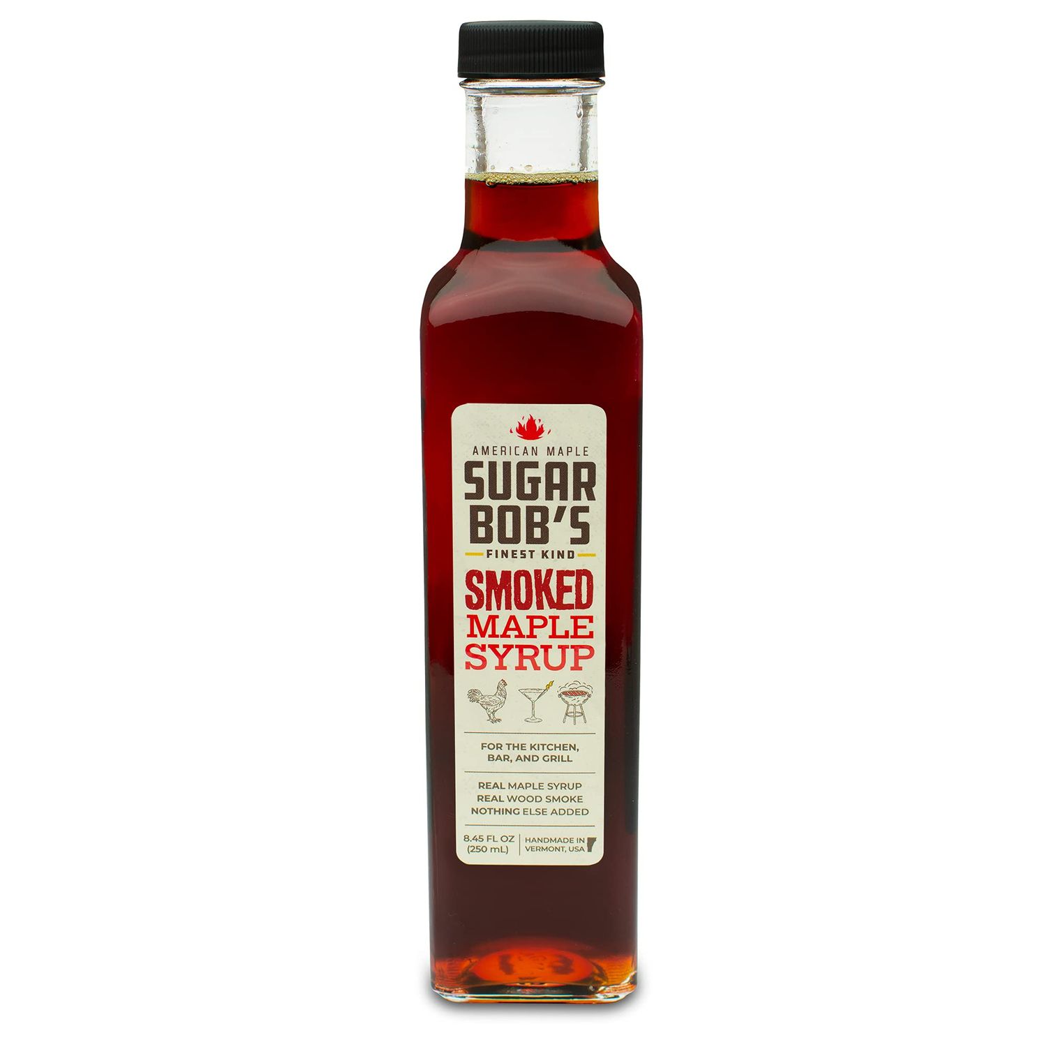 Sugar Bobs Finest Kind - Smoked Maple Syrup, Real Maple Syrup Infused with Wood Smoke, Made in Vermont, For the Bar, Kitchen, and Grill, 8.45 fl oz