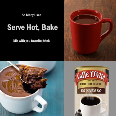 Caffe D'Vita Espresso Coffee - Espresso Powder, Coffee Espresso, Keto Coffee, Gluten Free, No Cholesterol, No Hydrogenated Oils, No Trans Fat, Kosher-Dairy, Instant Coffee Drinks - 3 Oz Can