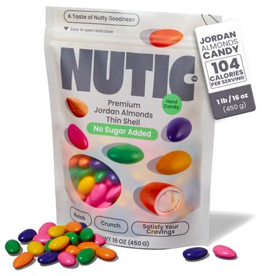 Nutic No Sugar Added Jordan Almonds Candy - 1LB, Skinny Dipped, Pastel Mints, Ideal for Wedding &amp; Easter Treats, Healthy Choice, Made in USA, Assorted Colors - (Pack of 1)