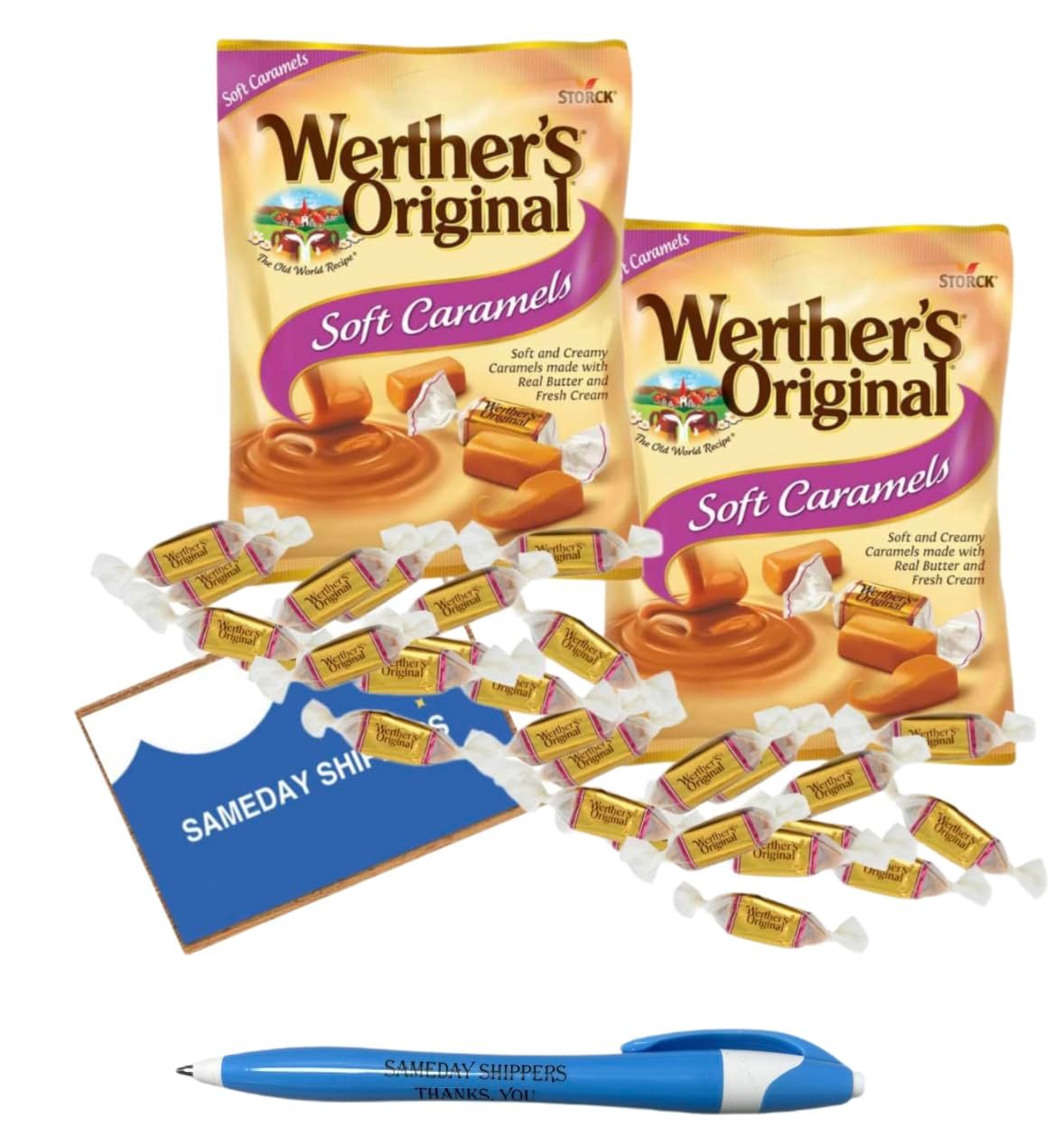 WERTHERS&#39; ORIGINAL | SOFT CARAMELS Candies | 2 Pack, 2.22-oz. Bags, SameDay Shipping offers Free Pen