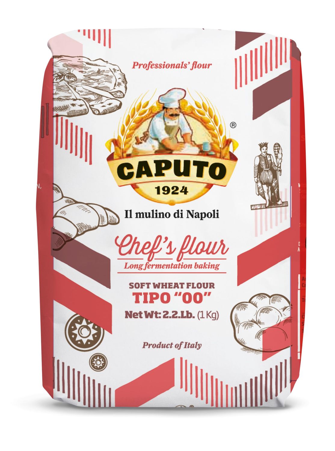 Antimo Caputo Chef&#39;s Flour 2.2 LB - Italian Double Zero 00 - Soft Wheat for Pizza Dough, Bread, &amp; Pasta