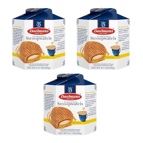 DAELMANS Stroopwafels, Dutch Waffles Soft Toasted, Honey, Jumbo, Kosher Dairy, Authentic Made In Holland, 8 Stroopwafels Per Box, 10.23 Oz (Pack of 3)