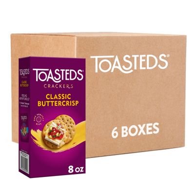 Toasteds Crackers, Party Snacks, Lunch Snacks, Classic Buttercrisp (6 Boxes)
