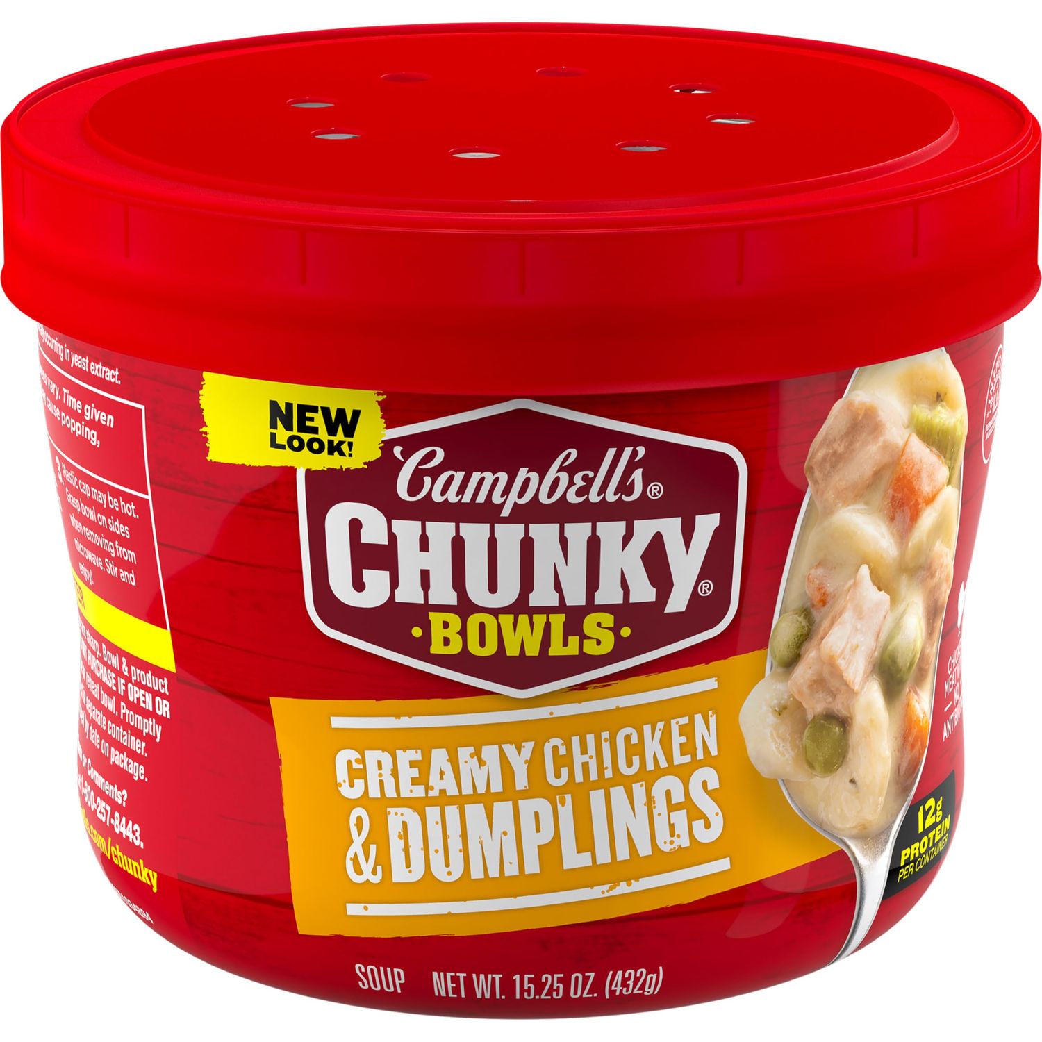 Campbell&#39;s Chunky Soup, Creamy Chicken and Dumplings Soup, 15.25 oz Microwavable Bowl