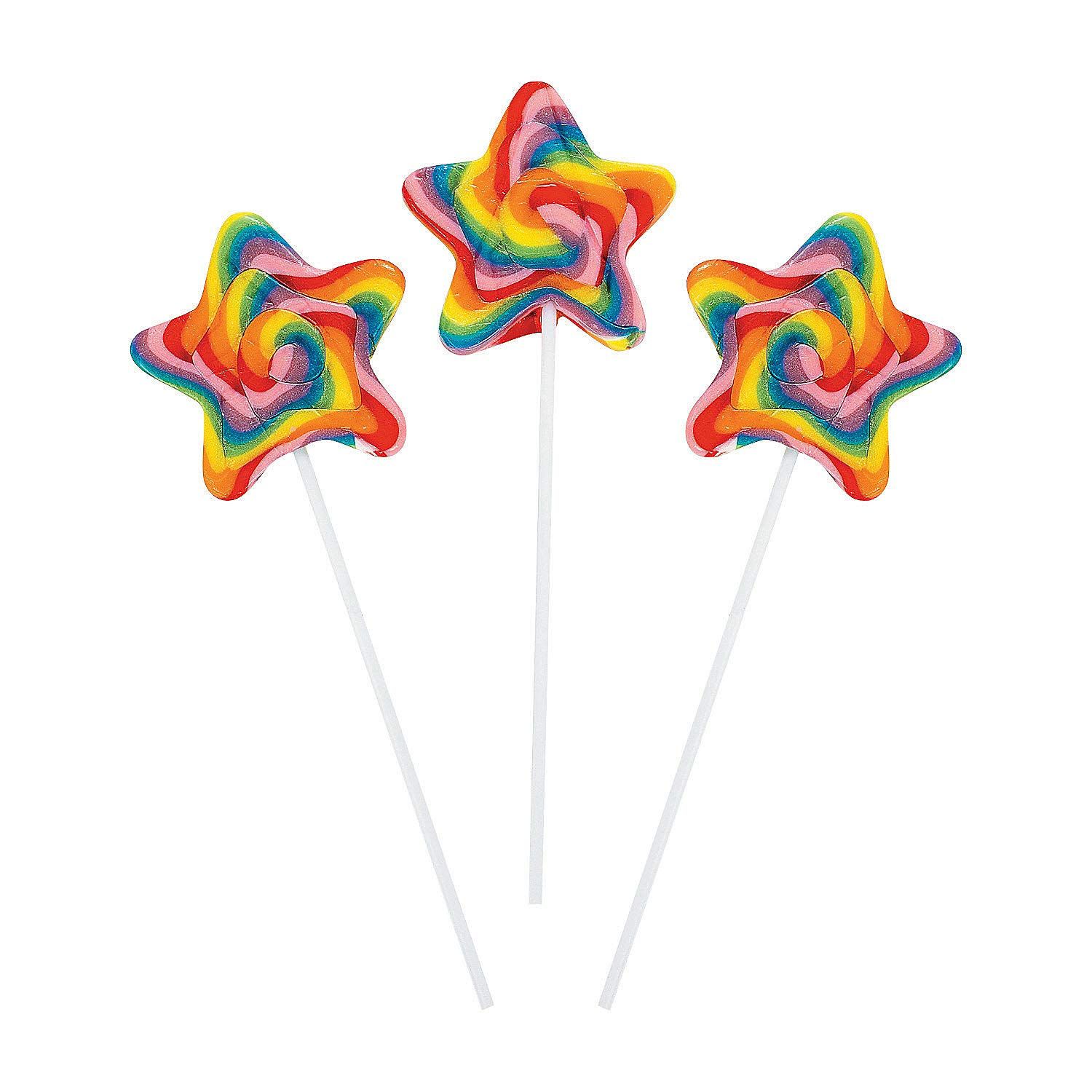 Star Shaped Rainbow Swirl Pops (set of 12 lollipops)