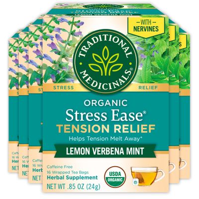 Traditional Medicinals Organic Relaxation Tea Cinnamon, Stress Ease Cinnamon 96 Count (Pack of 6)