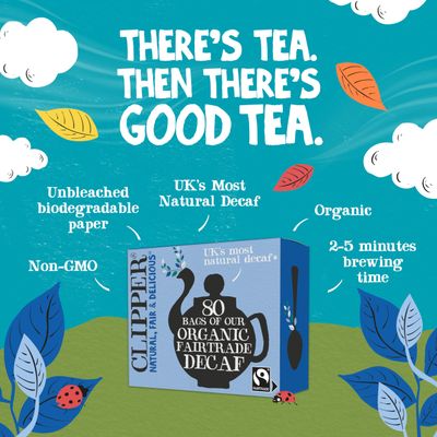 Clipper Tea, Black Tea Assam Blend, Fairtrade, Organic, Plant-Based, Decaf British Tea, 1 Pack, 80 Unbleached Tea Bags