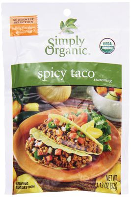 Simply Organic Spicy Taco Seasoning, Certified Organic, Gluten-Free | 1.13 oz | Pack of 1