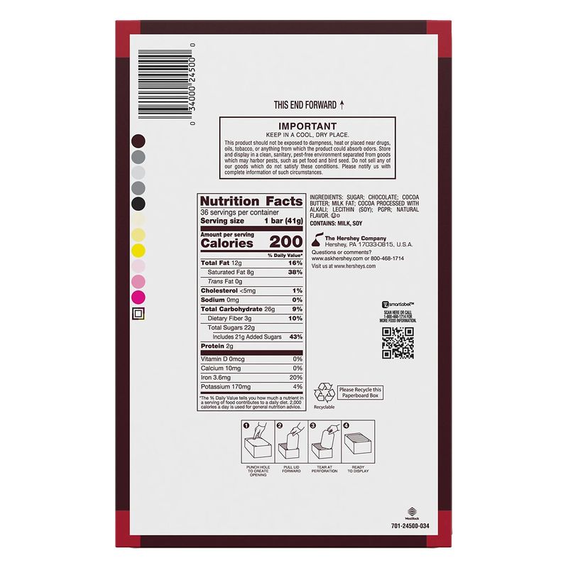 HERSHEY'S SPECIAL DARK Mildly Sweet Chocolate Candy Bars, 1.45 oz (36 Count)