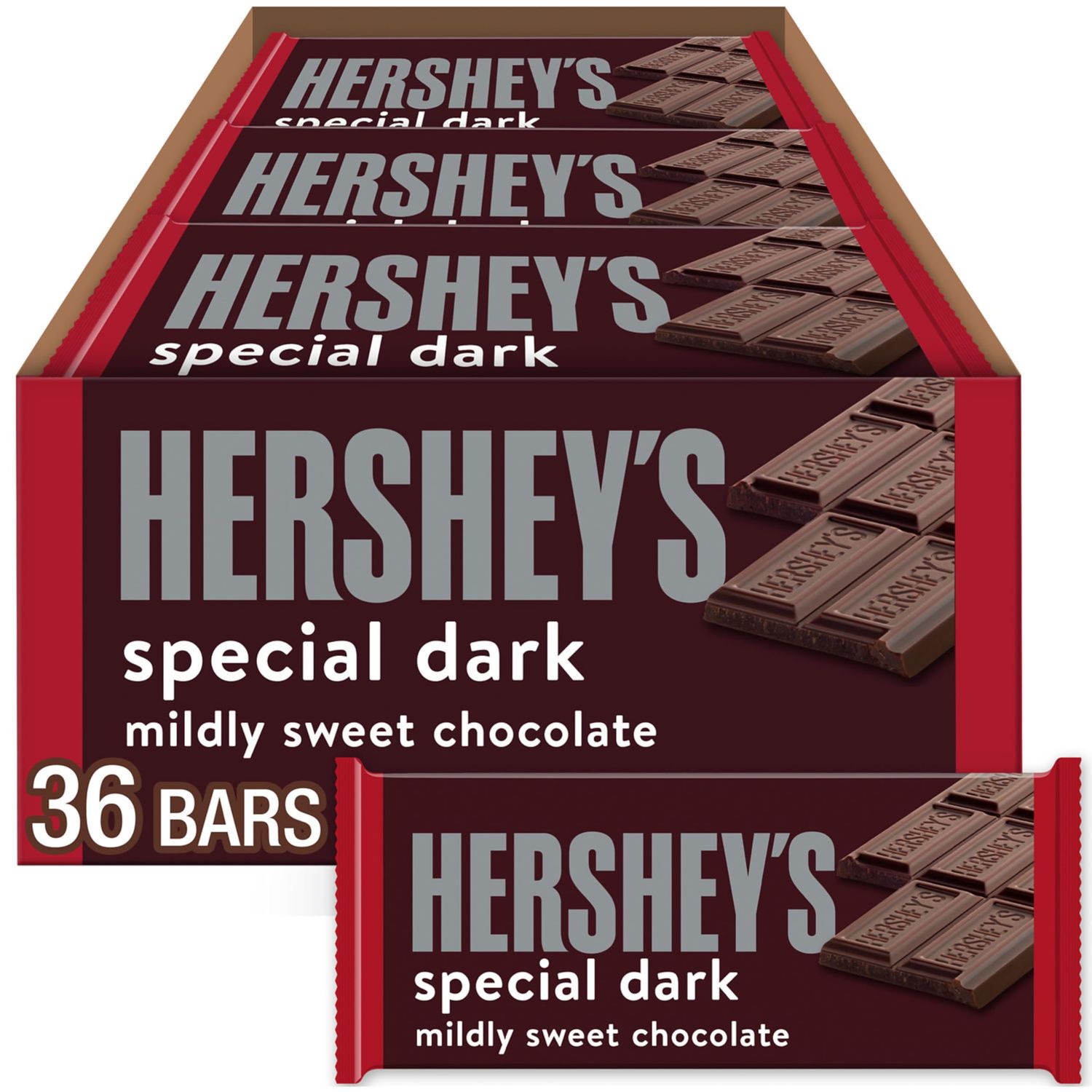 HERSHEY&#39;S SPECIAL DARK Mildly Sweet Chocolate Candy Bars, 1.45 oz (36 Count)