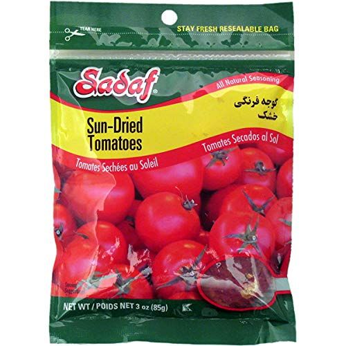 Sadaf Sun Dried Tomatoes - Sundried Tomatoes Dry Packed for Cooking and Food Flavoring - Dried Tomatoes Strips - Kosher and Halal - 3 Oz resealable bag