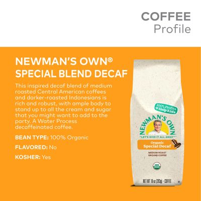 Newman's Own Organic Special Decaf Ground Coffee, 10-Ounce Bag (Pack of 6)