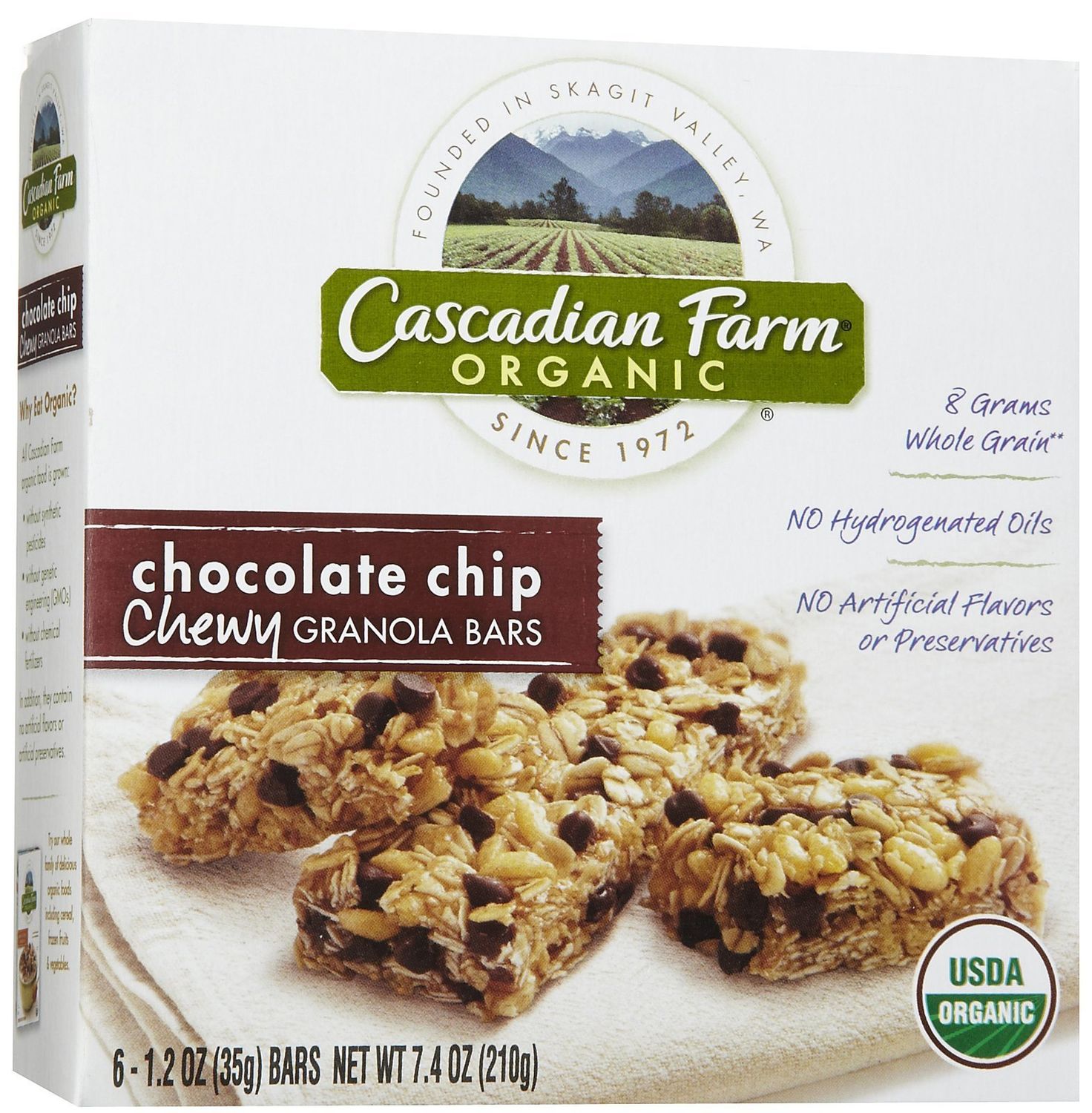 Cascadian Farms Organic Chocolate Chip Chewy Granola Bar, 1.2 oz 6 count