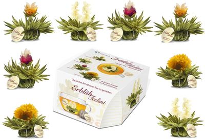 Creano Tea Flowers in Cup Size - Blooming Tea - 8 Flowering Tea in 4 Different Varieties - White Tea