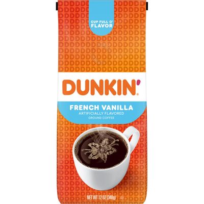 Dunkin&#39; French Vanilla Flavored Ground Coffee, 12 Ounce (Pack of 1)