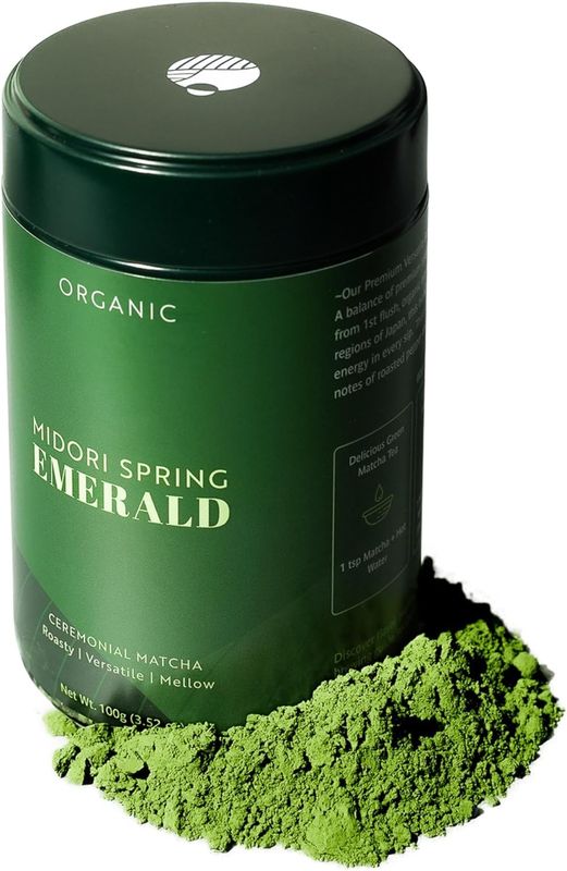 Midori Spring Organic Authentic Japanese Ceremonial Matcha Powder Emerald, USDA Organic, Kosher, Vegan
