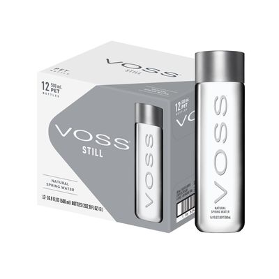 VOSS Premium Still Bottled Natural Water - BPA-Free - High Grade PET - Recyclable Plastic Water Bottles - Pure Drinking Water with Unique &amp; Iconic Bottle Design - 12 Pack
