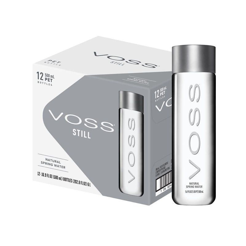 VOSS Premium Still Bottled Natural Water - BPA-Free - High Grade PET - Recyclable Plastic Water Bottles - Pure Drinking Water with Unique &amp; Iconic Bottle Design - 12 Pack