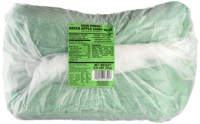 Sour Power Unwrapped Belts, Green Apple (approximately 297-count,unwrapped) Belts, 6.6-Pound Package, 105.6 Ounce