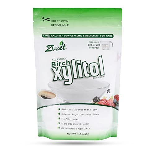 Zveet Birch Xylitol Sweetener | Keto Friendly, Non GMO Low Carb &amp; Calorie Natural Sweetener Sugar Substitute | Kosher &amp; Made in the USA | 1 Pound