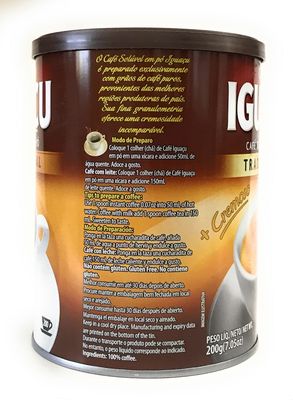 Cafe Iguacu Tradicional Instant Brazilian Coffee, Can 200 grams