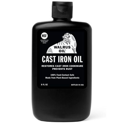 WALRUS OIL - Cast Iron Oil, for Restoring, Seasoning, and Maintaining Cast Iron Cookware. 100% Vegan, 8 oz Bottle