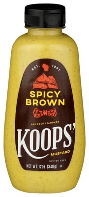 Koops&#39; Spicy Brown Mustard - Spicy Mustard, Gluten-Free, Kosher, Made in USA, From Quality Mustard Seeds, Delicious and Bold Flavor - 12 Oz, Pack of 1