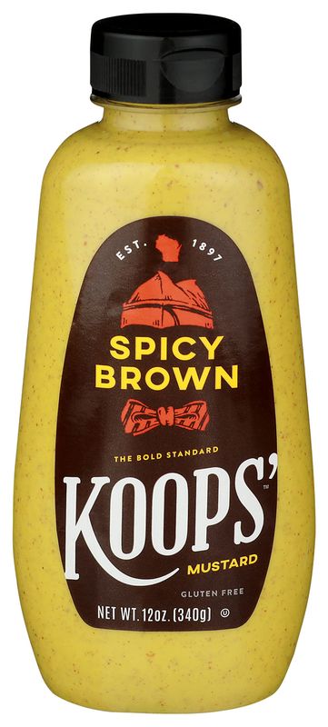 Koops' Spicy Brown Mustard - Spicy Mustard, Gluten-Free, Kosher, Made in USA, From Quality Mustard Seeds, Delicious and Bold Flavor - 12 Oz, Pack of 1