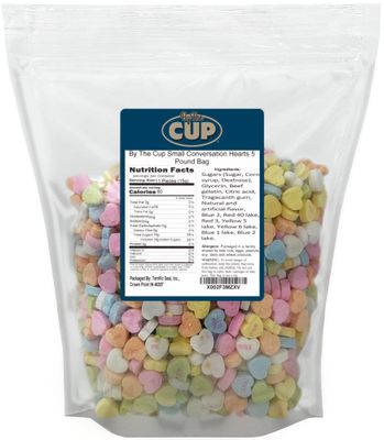 By The Cup Small Candy Conversation Hearts, 5 Pound Bulk Bag