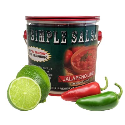 Simple Salsa - Jalapeno Lime, Medium Heat, 60 Second Salsa Mix, 1 Can Makes 18 Pints of Salsa, Salsa Seasoning, Authentic Restaurant Style Salsa in Seconds, No MSG or Preservatives, Gluten Free