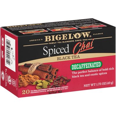 Bigelow Tea Decaffeinated Spiced Chai Black Tea, Decaf Tea with Spiced Chai, 20 Count Box (Pack of 6), 120 Total Tea Bags