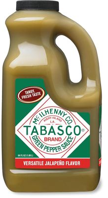 TABASCO Brand Green Jalapeno Pepper Sauce, Mild Hot Sauce, Bulk Plastic Jug, Balanced Jalapeno Sauce, Perfect for Large Recipes, Great on Mexican Dishes &amp; More, 64 Fl Oz (Pack of 1)