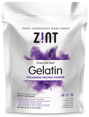 Zint Beef Gelatin Powder (16 oz): Unflavored, Keto Certified, Paleo Friendly Collagen Based Protein - For Baking, Jello &amp; Thickening