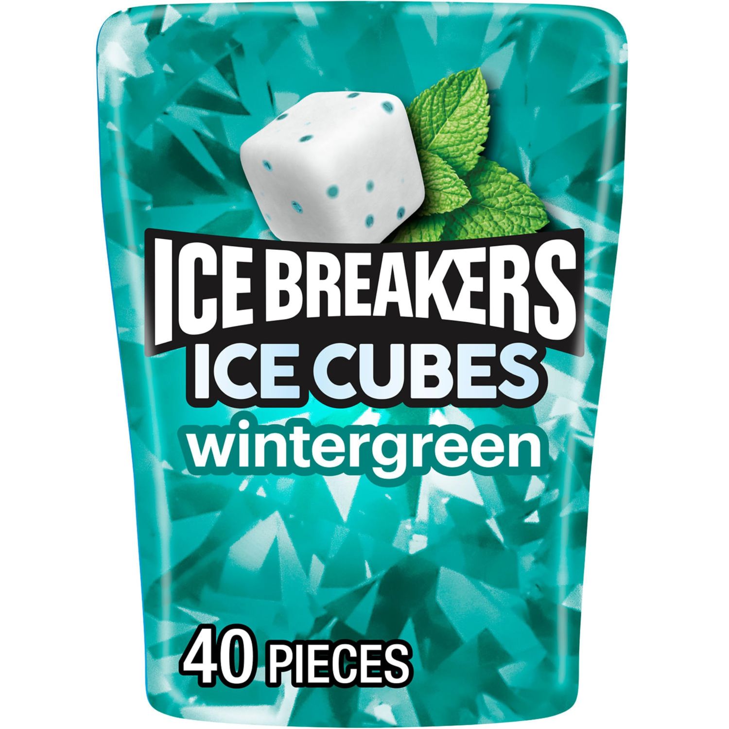 ICE BREAKERS Ice Cubes Wintergreen Sugar Free Chewing Gum Bottle, 3.24 oz (40 Pieces)