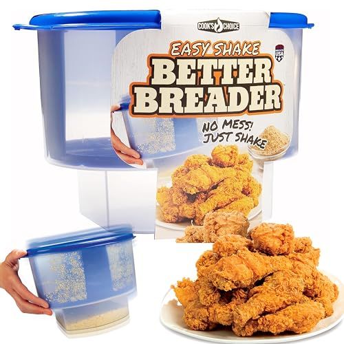 COOK&#39;S CHOICE The Original Better Breader Bowl All-in-One Mess-Free Batter Breading Station for Home &amp; On-the-Go- Pour Seasoning, Add Meat or Veggies &amp; Shake for Perfect Coating- Durable &amp; Reusable