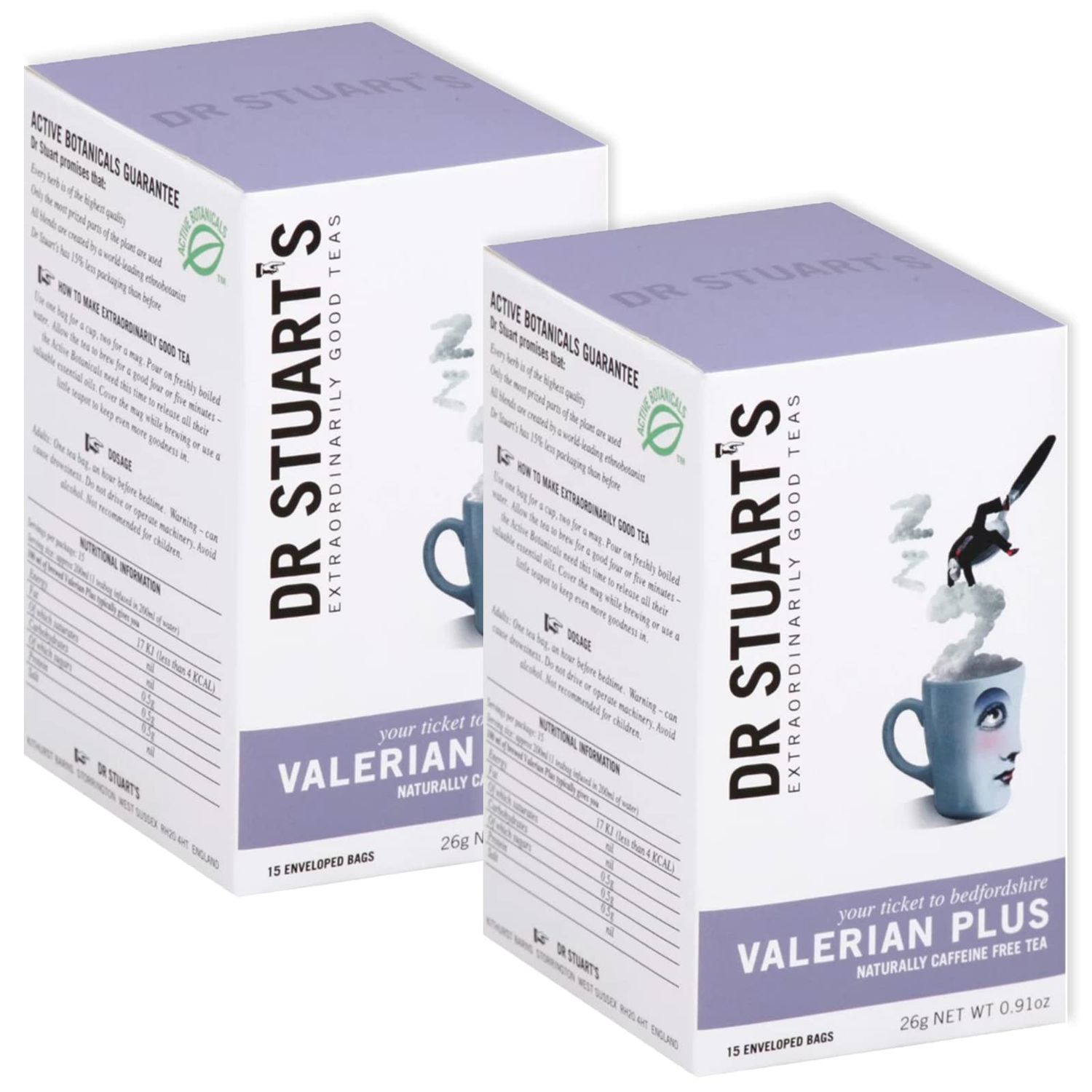 Dr Stuart&#39;s Organic Valerian Plus Tea | Herbal Blend of Chamomile, Valerian Root &amp; Fennel | Bedtime Tea Helps in Restful Sleep &amp; Relaxation | 0.91 Oz (15 Teabags) | Pack of 2