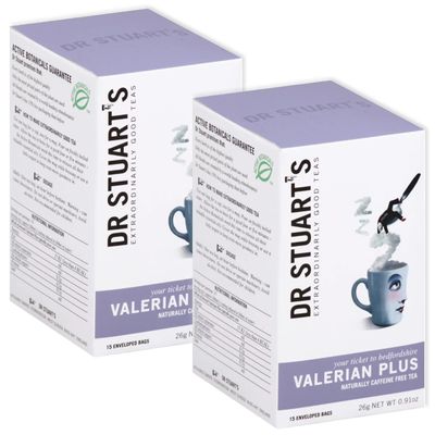 Dr Stuart&#39;s Organic Valerian Plus Tea | Herbal Blend of Chamomile, Valerian Root &amp; Fennel | Bedtime Tea Helps in Restful Sleep &amp; Relaxation | 0.91 Oz (15 Teabags) | Pack of 2