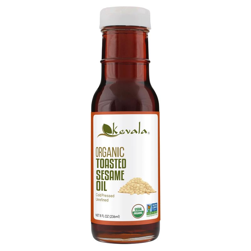 Kevala Organic Toasted Sesame Oil - 8 oz - 236 ml - Sesame Toasted - Toasted Sesame Oil Cooking - Sesame Oil Food - Sesame Oil - Roasted Sesame Oil