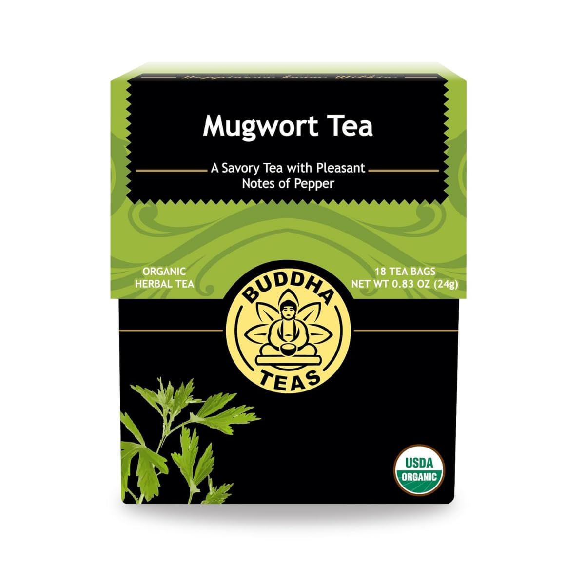 Buddha Teas Organic Mugwort Tea - OU Kosher, USDA Organic, CCOF Organic, 18 Bleach-Free Tea Bag