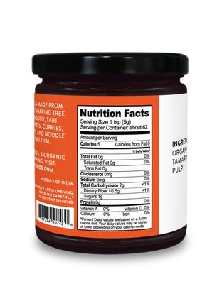 Pure Organic Tamarind Paste Concentrate - Sweet and Sour Sauce for Indian Chutney and Thai curry, Gluten Free, No Sugar Added, Glass Jar (1 PACK)