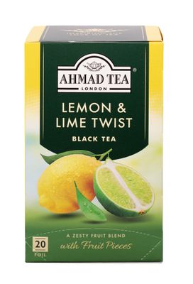 Ahmad Tea Black Tea, Lemon &amp; Lime Twist Teabags, 20 ct (Pack of 1) - Caffeinated &amp; Sugar-Free