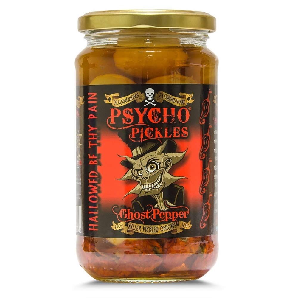 Psycho Onions Ghost Pepper Naga Pickled Onions 450g Jar